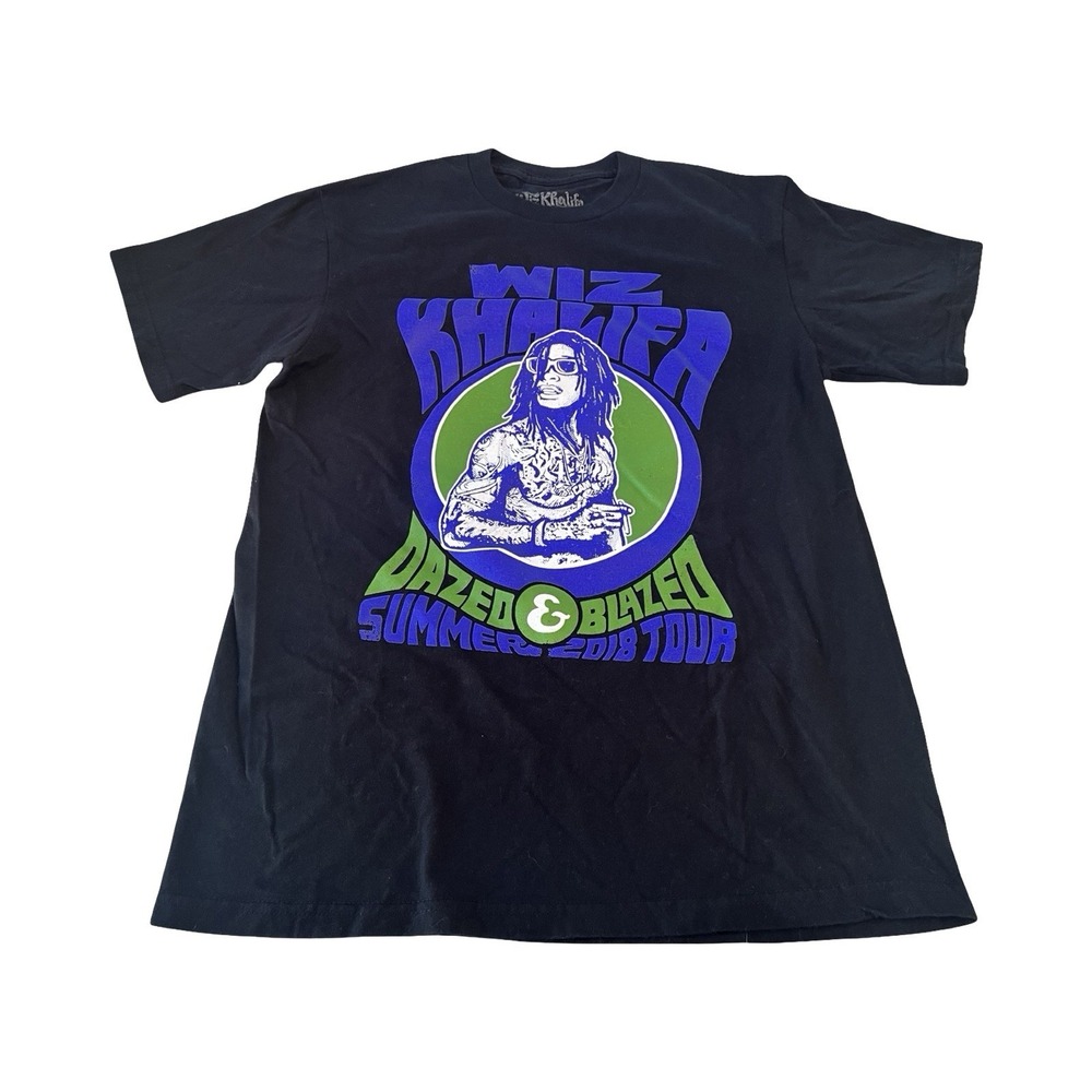Wiz Khalifa‎ Dazed & Blazed Summer 2018 Tour Graphic T-Shirt Mens Medium Black